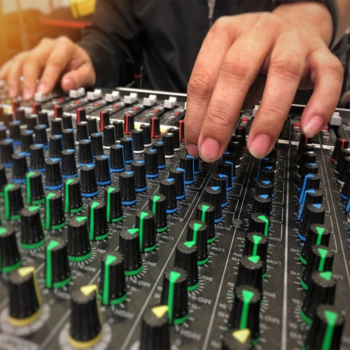 DJ using mixer