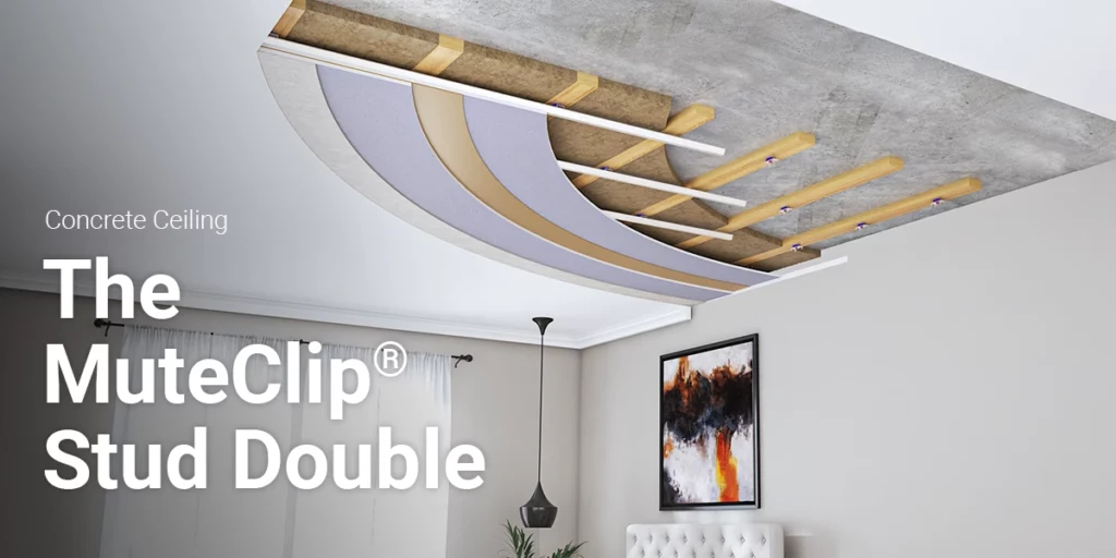 MuteClip Stud Double Concrete ceiling soundproofing