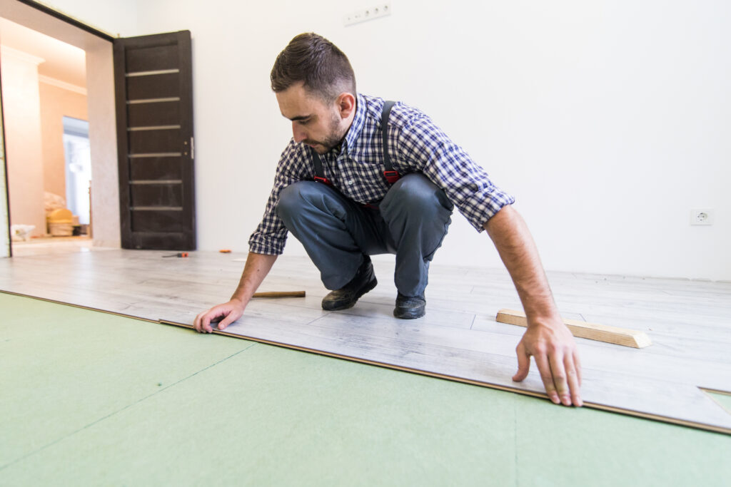 Installing acoustic vinyl flooring over soundproof underlay