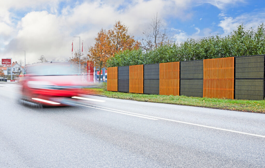 acoustical barrier next to a busy road