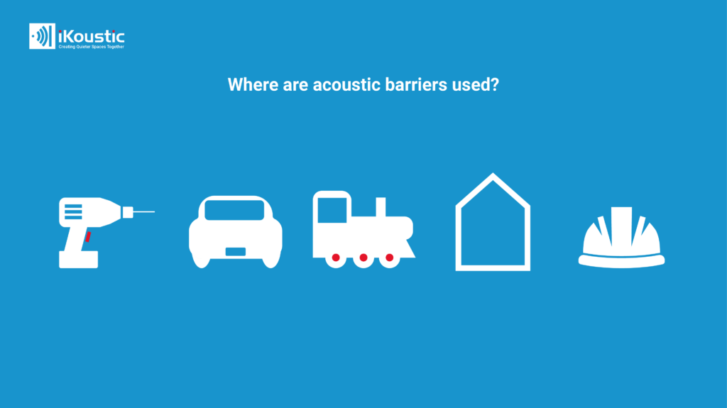 where are acoustical barriers commonly used in construction sites, motorways, railways, industrial facilities, residential areas
