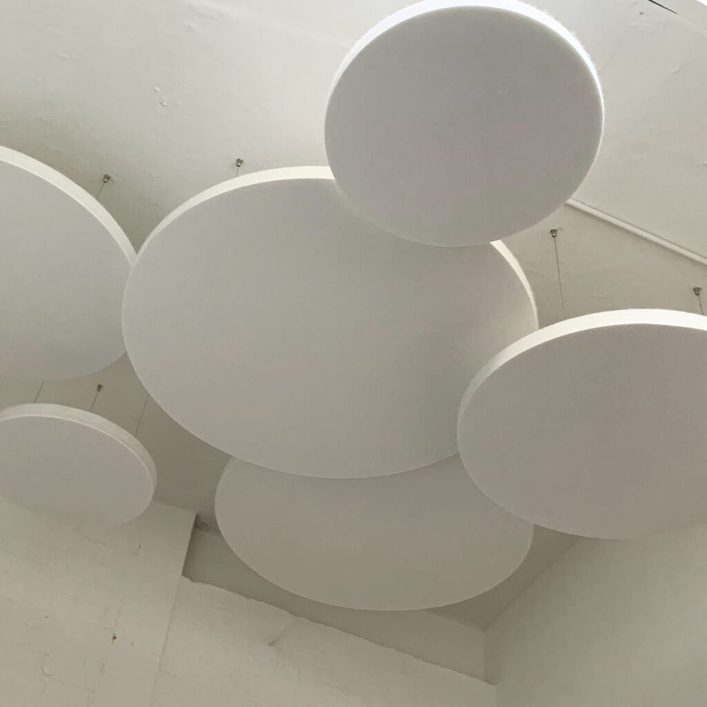 hanging acoustic panels from the ceiling