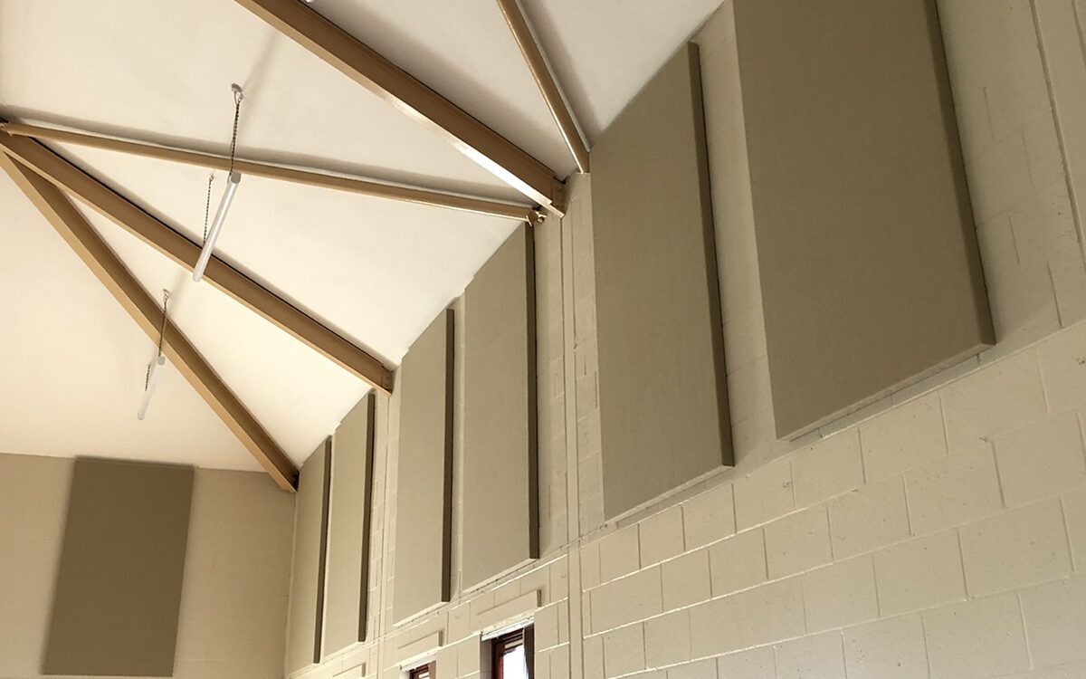 sound absorption panels in a hall