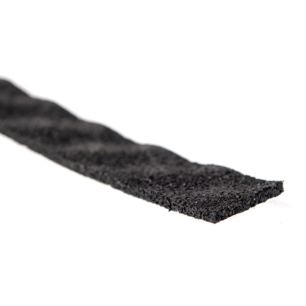 rubber crumb soundproofing isolation strip with a pimpled top texture. Close up to show rubber crumb 