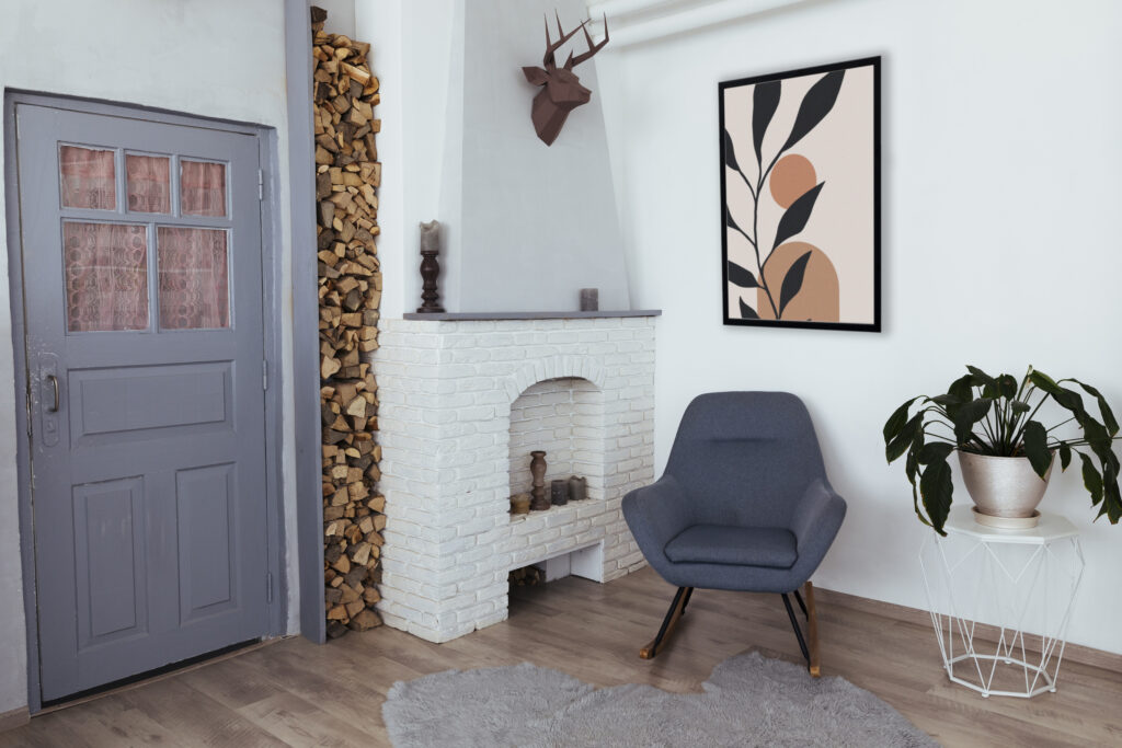 interior design with photoframe plant