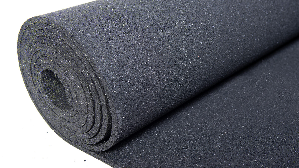 sondproofing rubber crumb underlay material in a roll