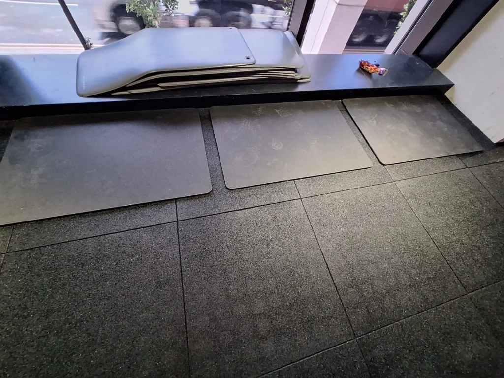 Soundproof flooring in a yoga area